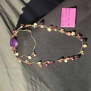 32" silver multi color beaded necklace